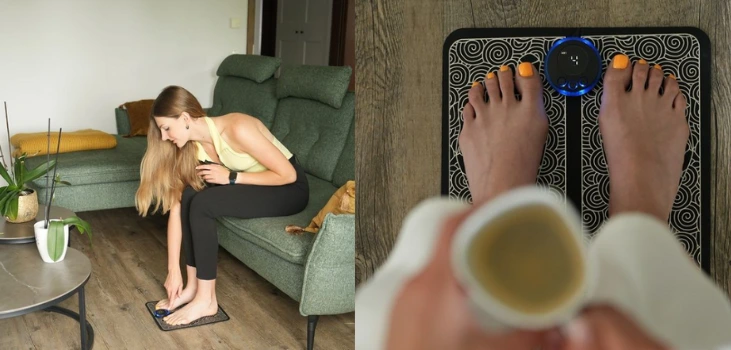 Nooro-EMS-Foot-Massager-tried-in-the-living-room