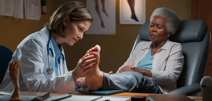 doctor examining an elderly African American woman